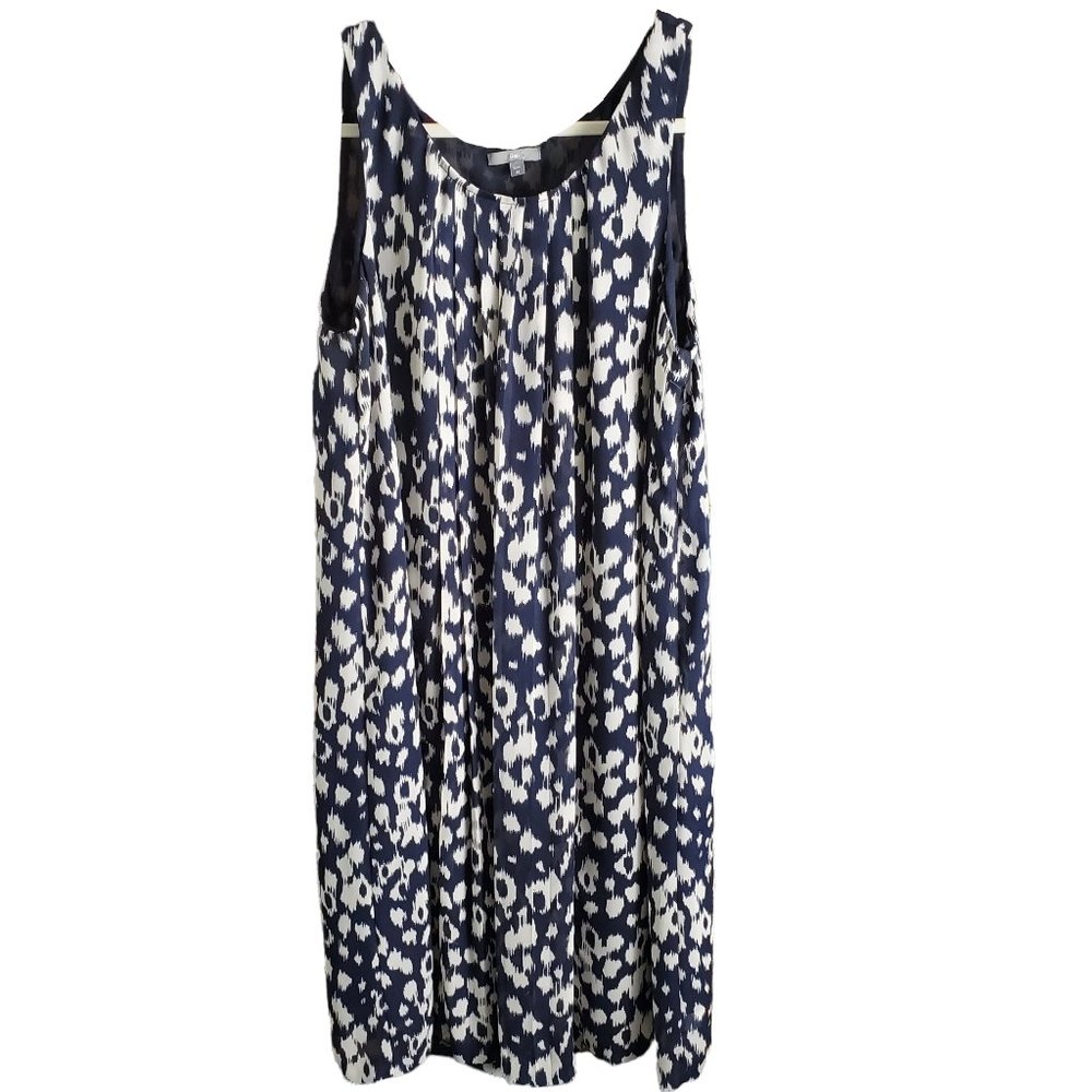 Gap Sleeveless Side Zip Scoop Neck Pleated Shift Dress